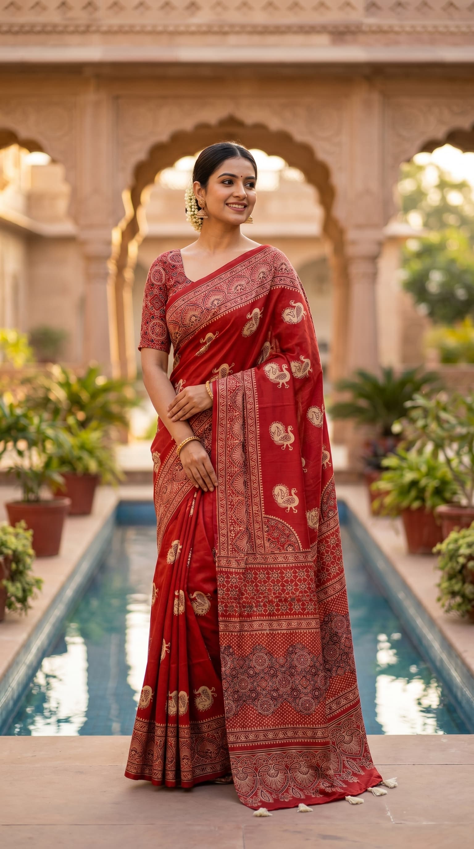 Crimson Peacock Saree